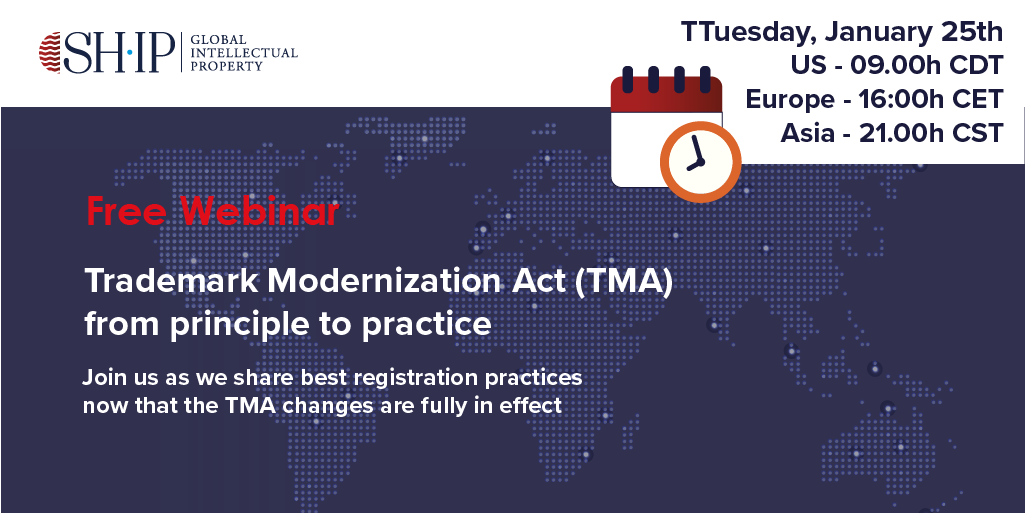 Webinar - Trademark Modernization Act (TMA) from principle to practice
